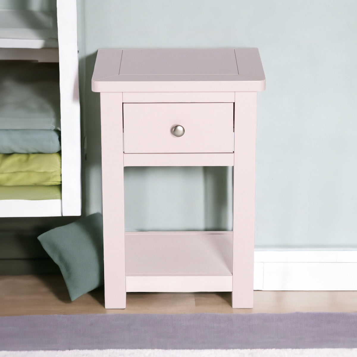 Manor Pink 1 Drawer Bedside Table | Nightstand | Fully Assembled