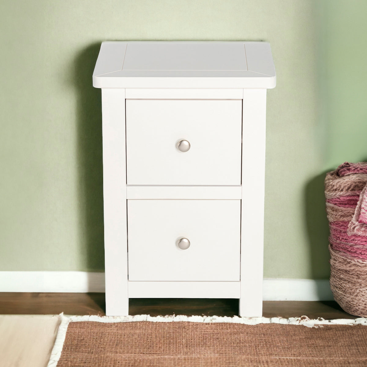 Manor White 2 Drawer Bedside Table Nightstand Fully Assembled