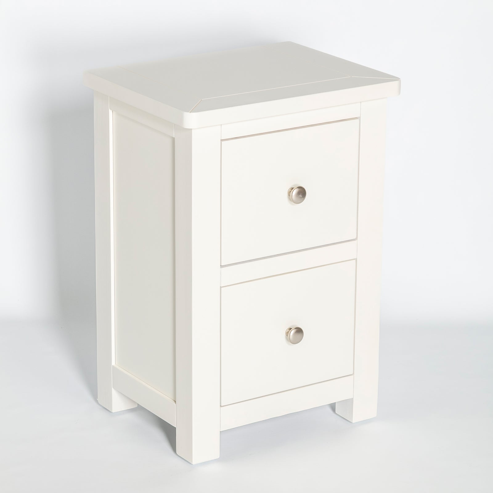 Duchy White 2 Drawer Bedside Table Nightstand Fully Assembled