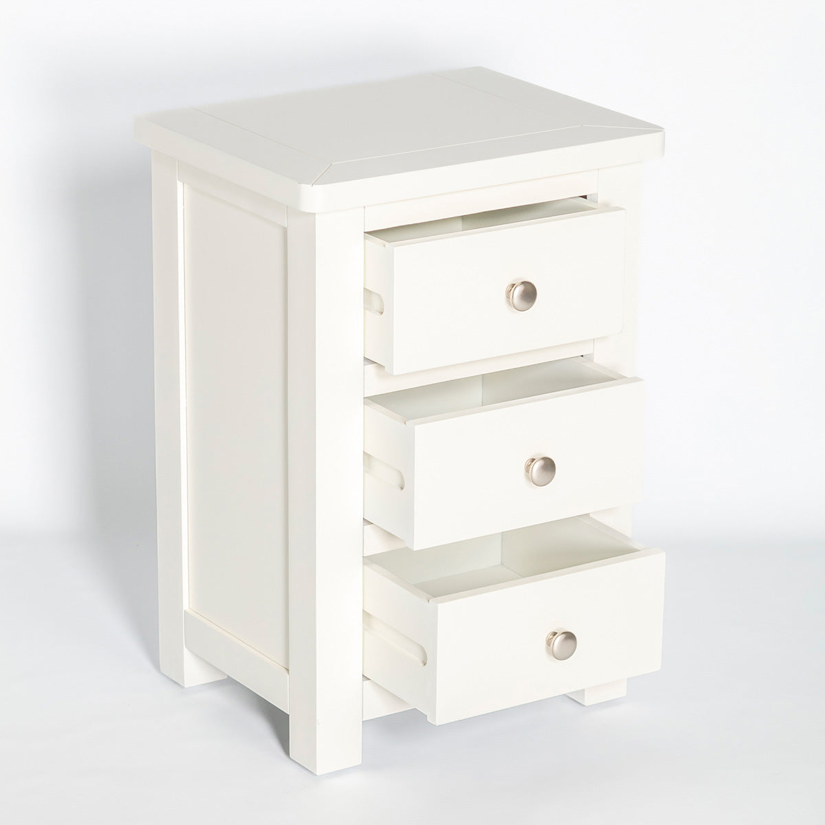Manor White 3 Drawer Bedside Table