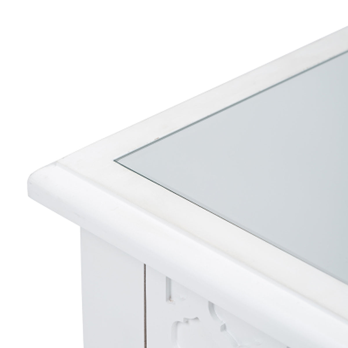 Casablanca White 2 Drawer Bedside Table with Glass Top