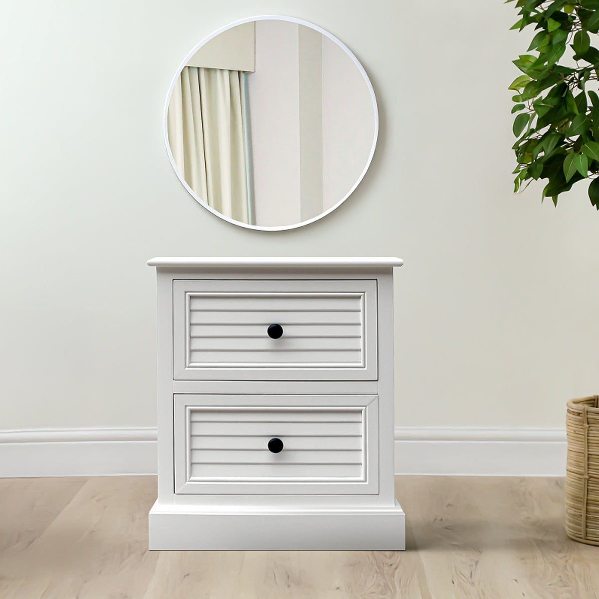 Elise White 2 Drawer Bedside Table