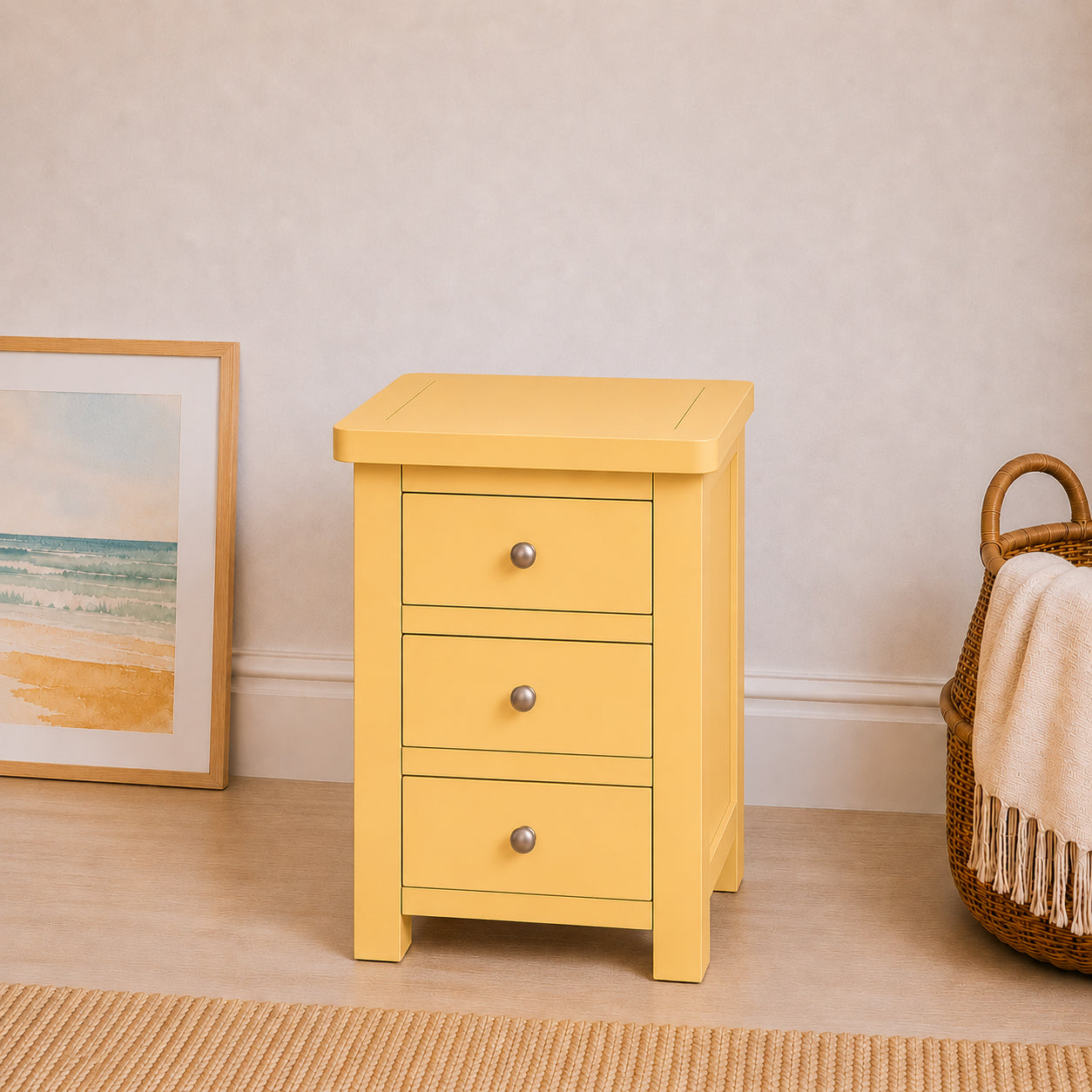 Manor Yellow 3 Drawer Bedside Table