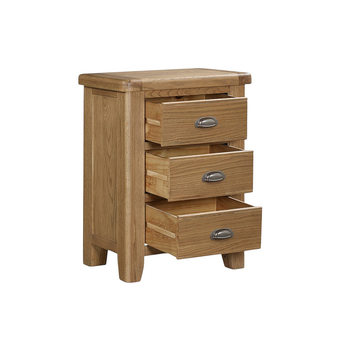 Hopwood Oak 3 Drawer Bedside Table