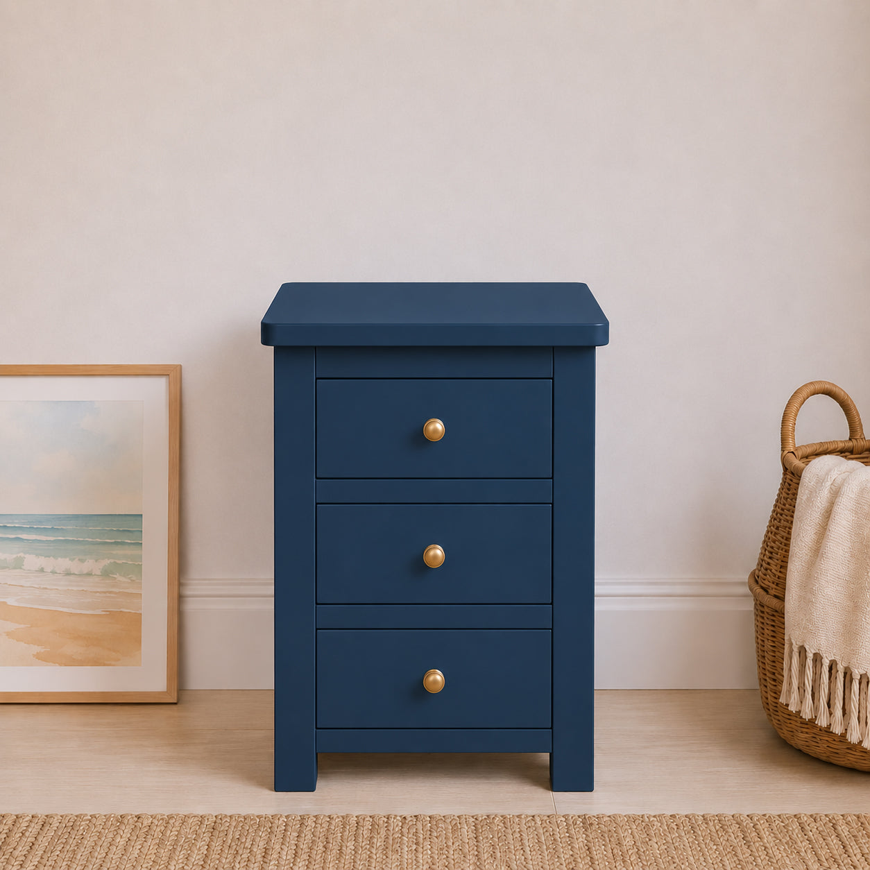 Manor Royal Blue 3 Drawer Bedside Table