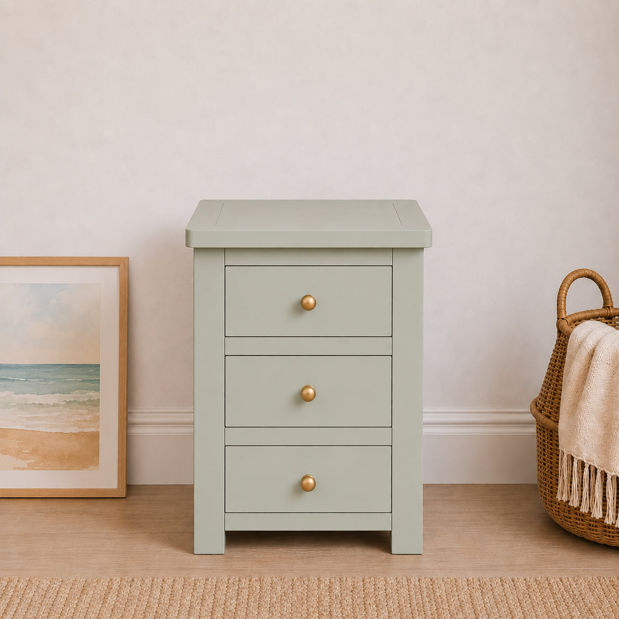 Manor Pale Green 3 Drawer Bedside Table