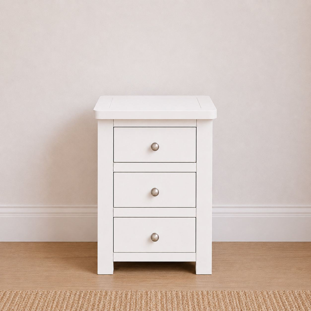 Manor White 3 Drawer Bedside Table
