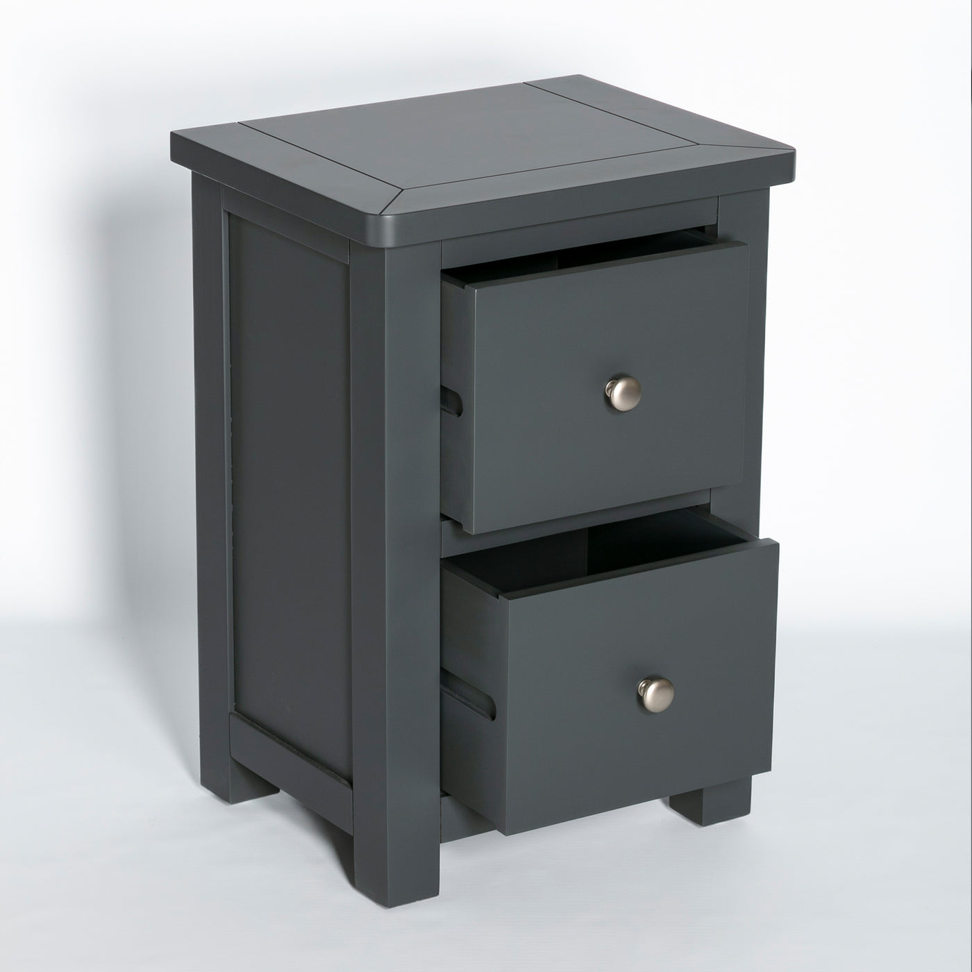 Manor Black 2 Drawer Bedside Table Nightstand Fully Assembled