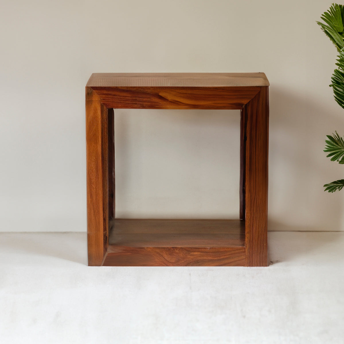 Solid Sheesham Wood Cube Lamp Table
