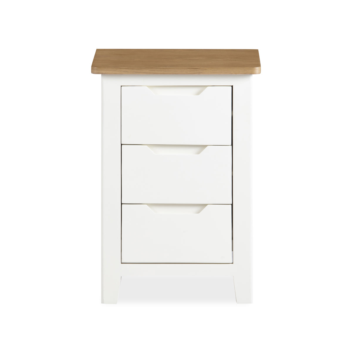 Darwin White 3 Drawer Bedside Table Oak Top Fully Assembled