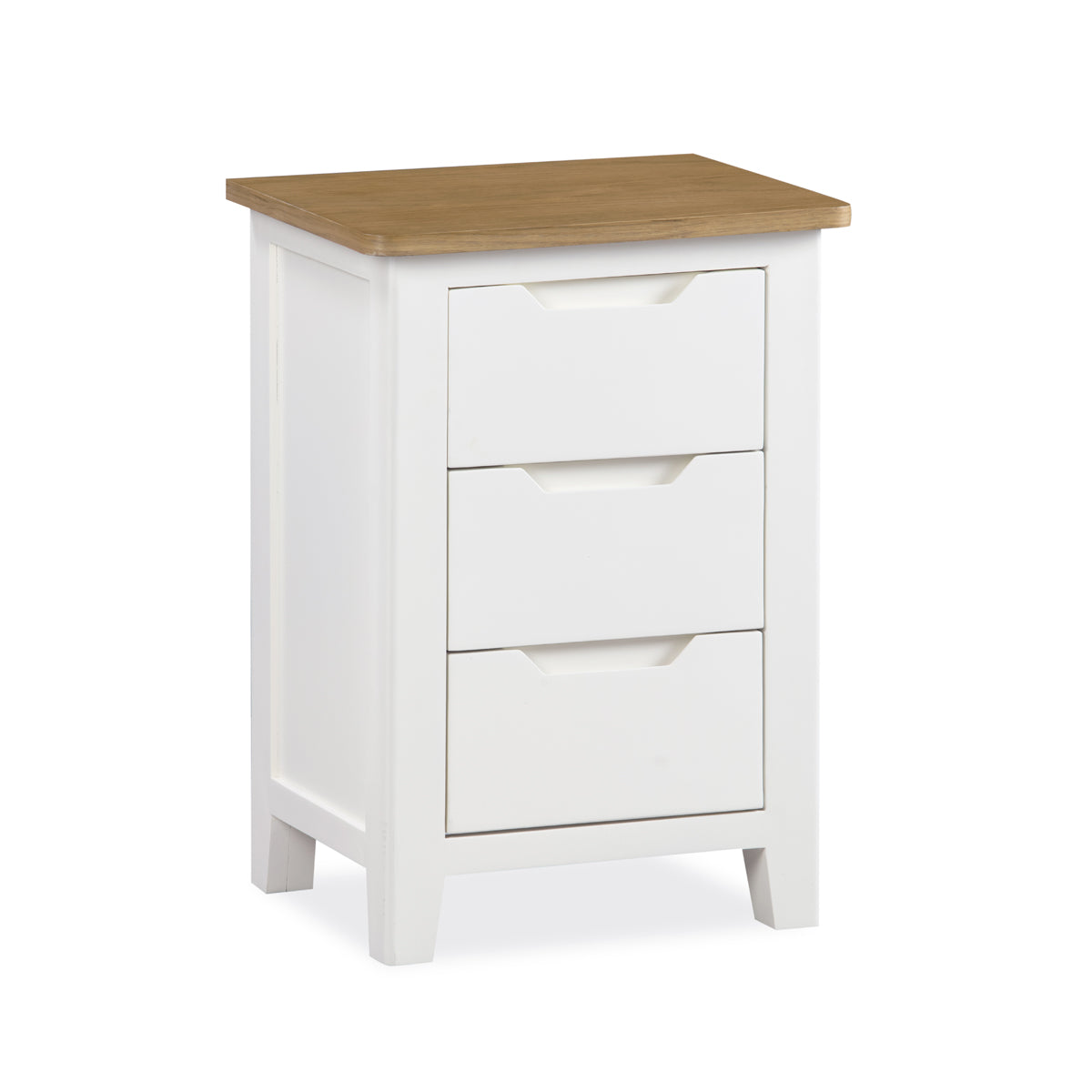 Darwin White 3 Drawer Bedside Table with Oak Top