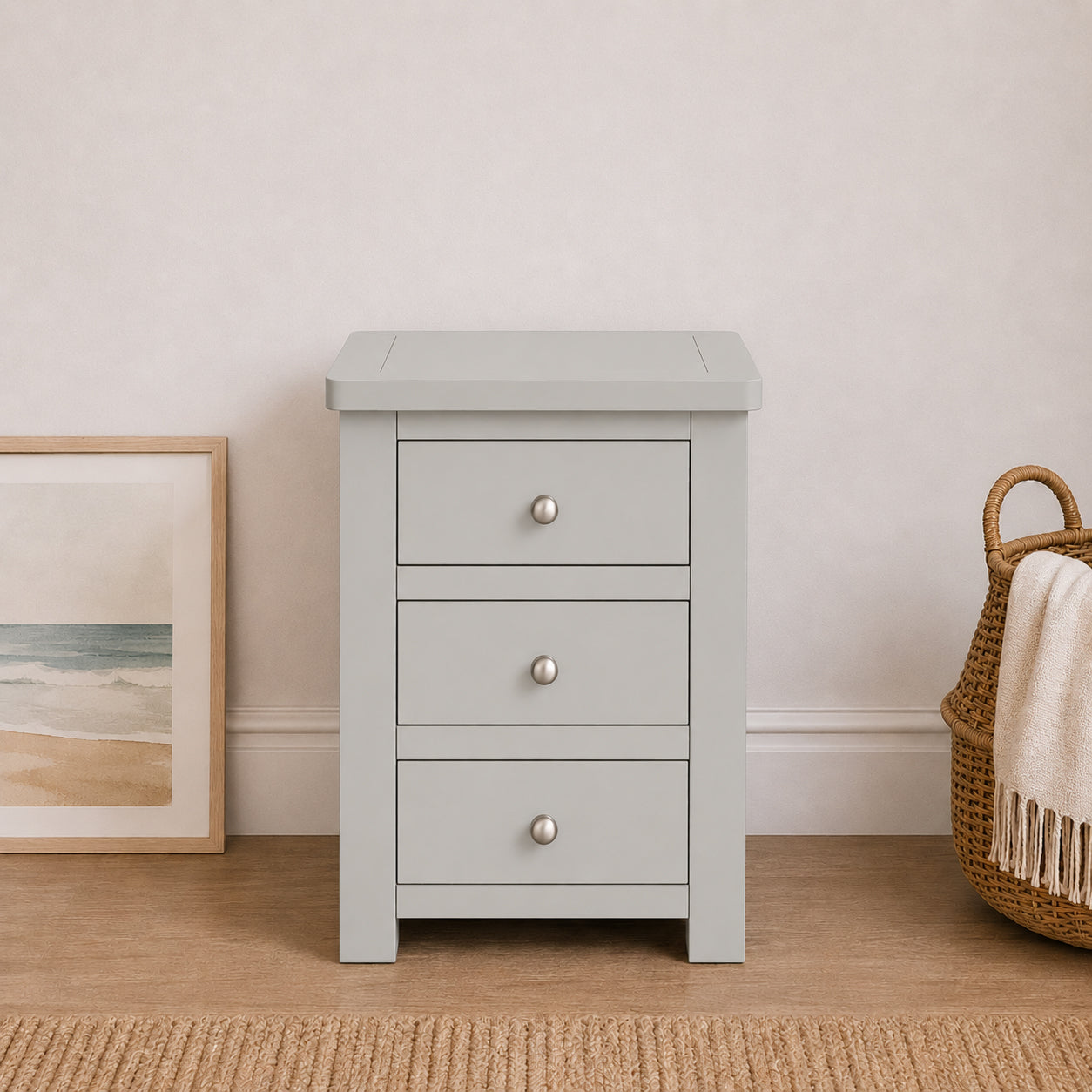 Manor Grey 3 Drawer Bedside Table