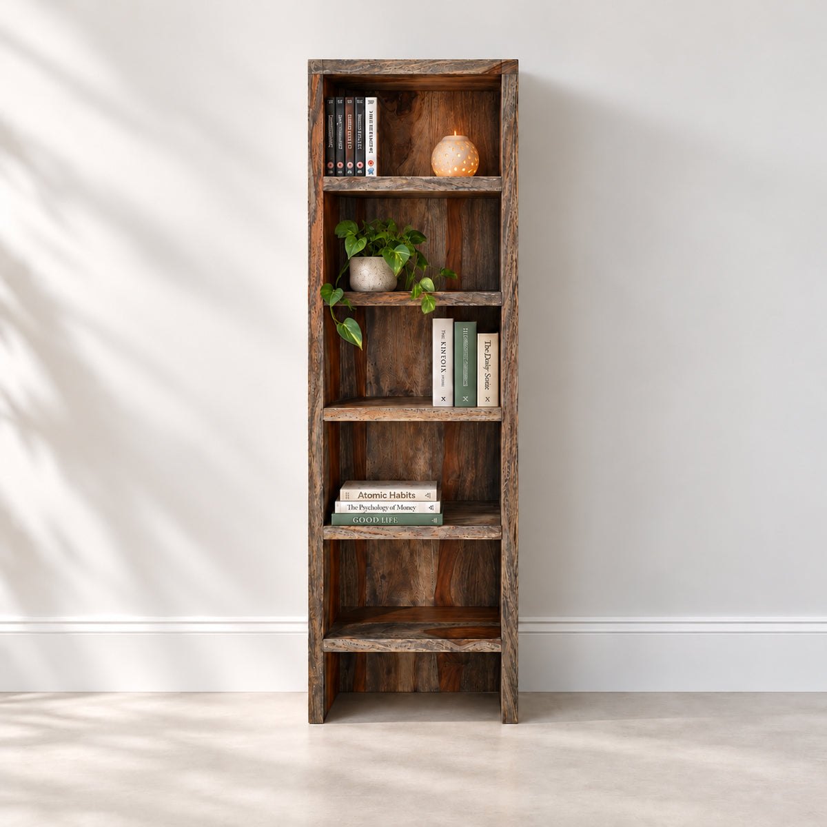 Solid Sheesham CD/DVD Rack/Tower - Narrow Bookcase