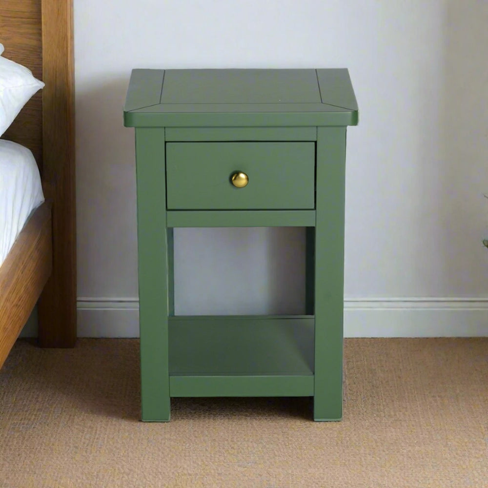 Manor Green 1 Drawer Bedside Table Nightstand Fully Assembled