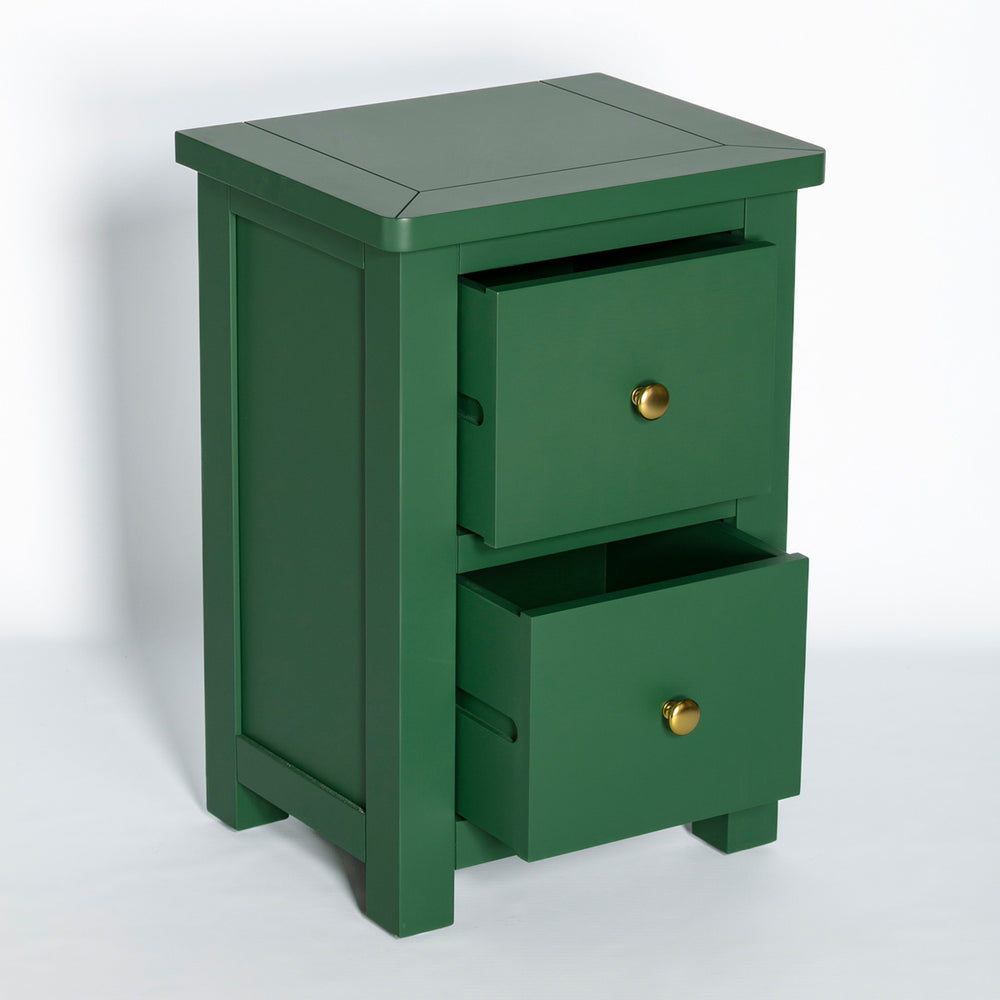 Manor Green 2 Drawer Bedside Table | Nightstand | Fully Assembled