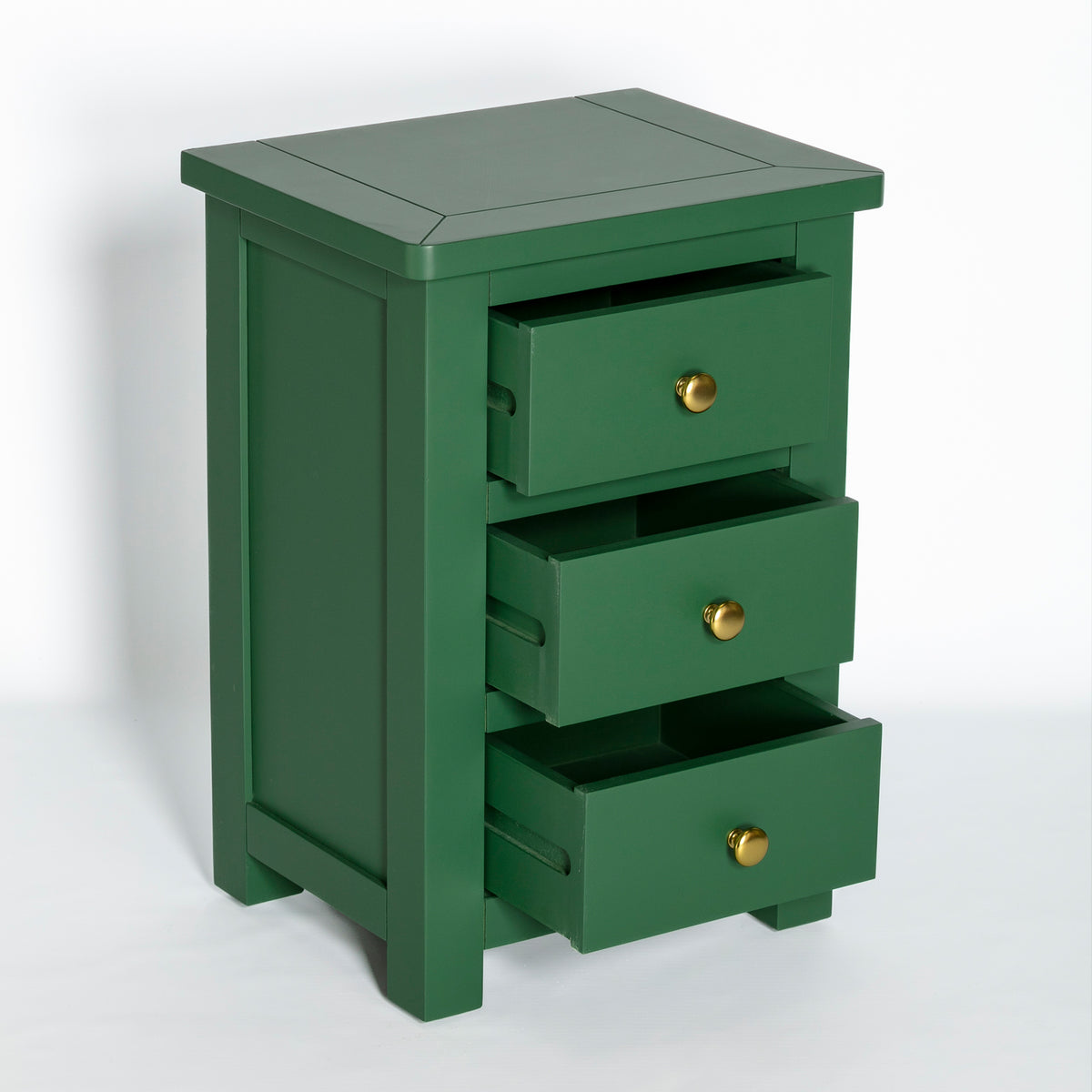 Manor Green 3 Drawer Bedside Table Nightstand Fully Assembled