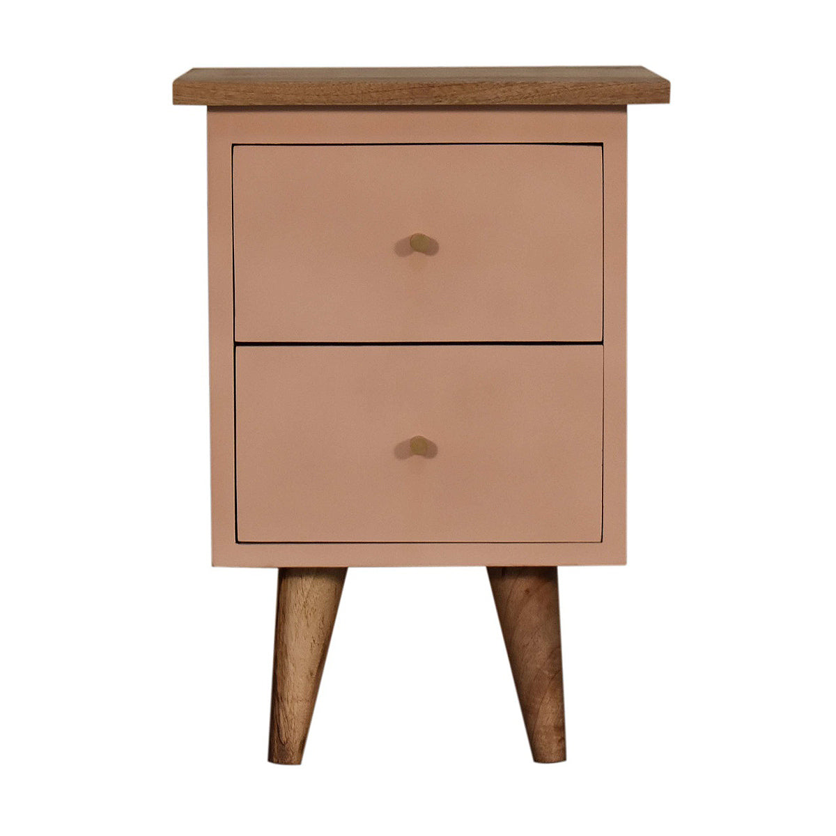 Blush Pink Hand Painted Artisan Bedside Table / Mango Wood