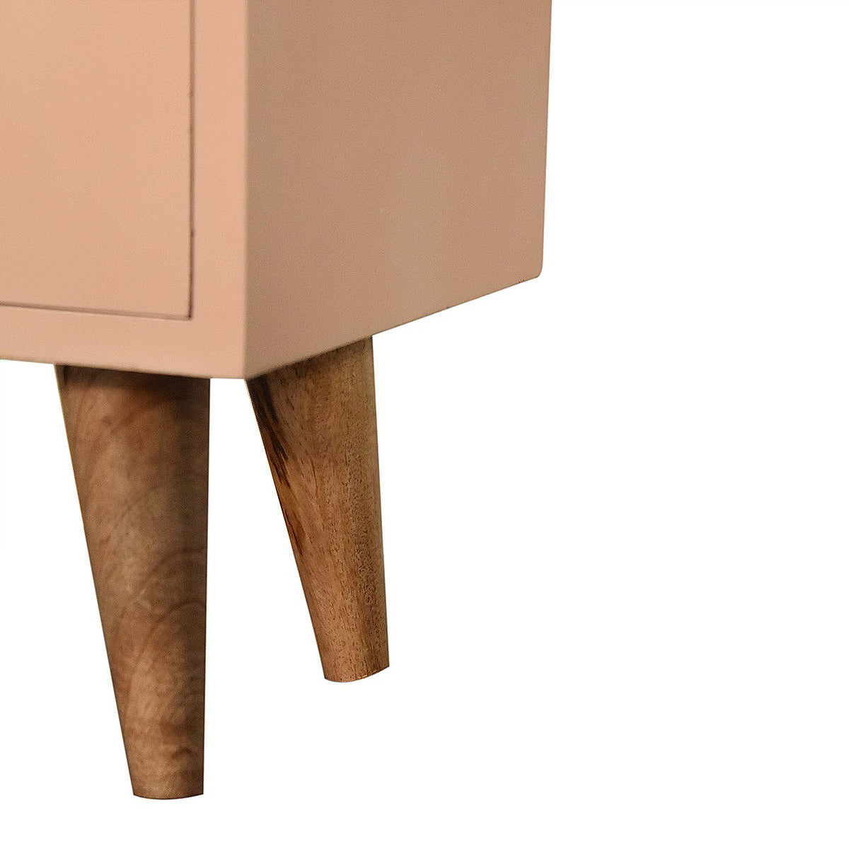 Blush Pink Hand Painted Artisan Bedside Table / Mango Wood