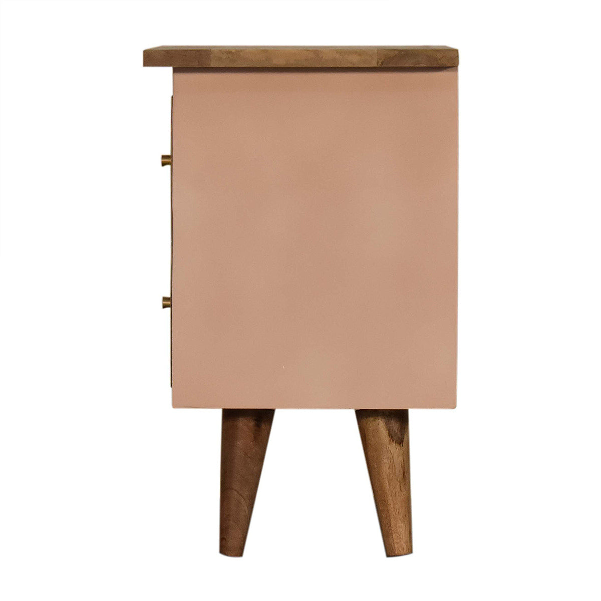 Blush Pink Hand Painted Artisan Bedside Table / Mango Wood