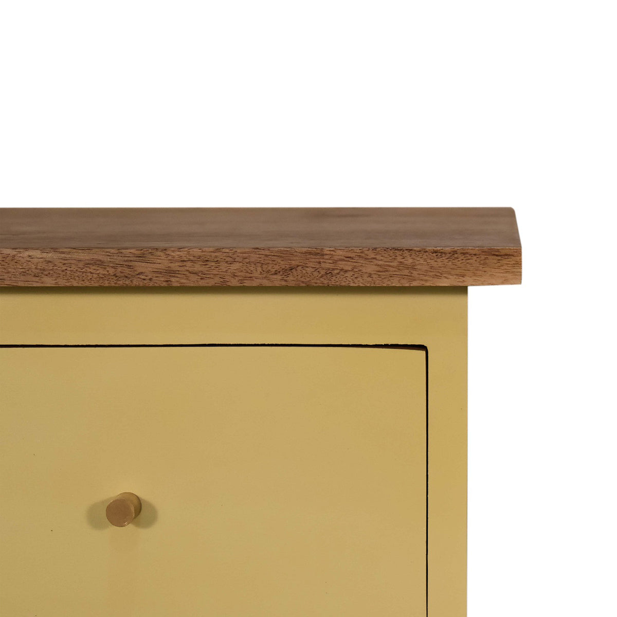 Yellow Hand Painted Artisan Bedside Table / Mango Wood
