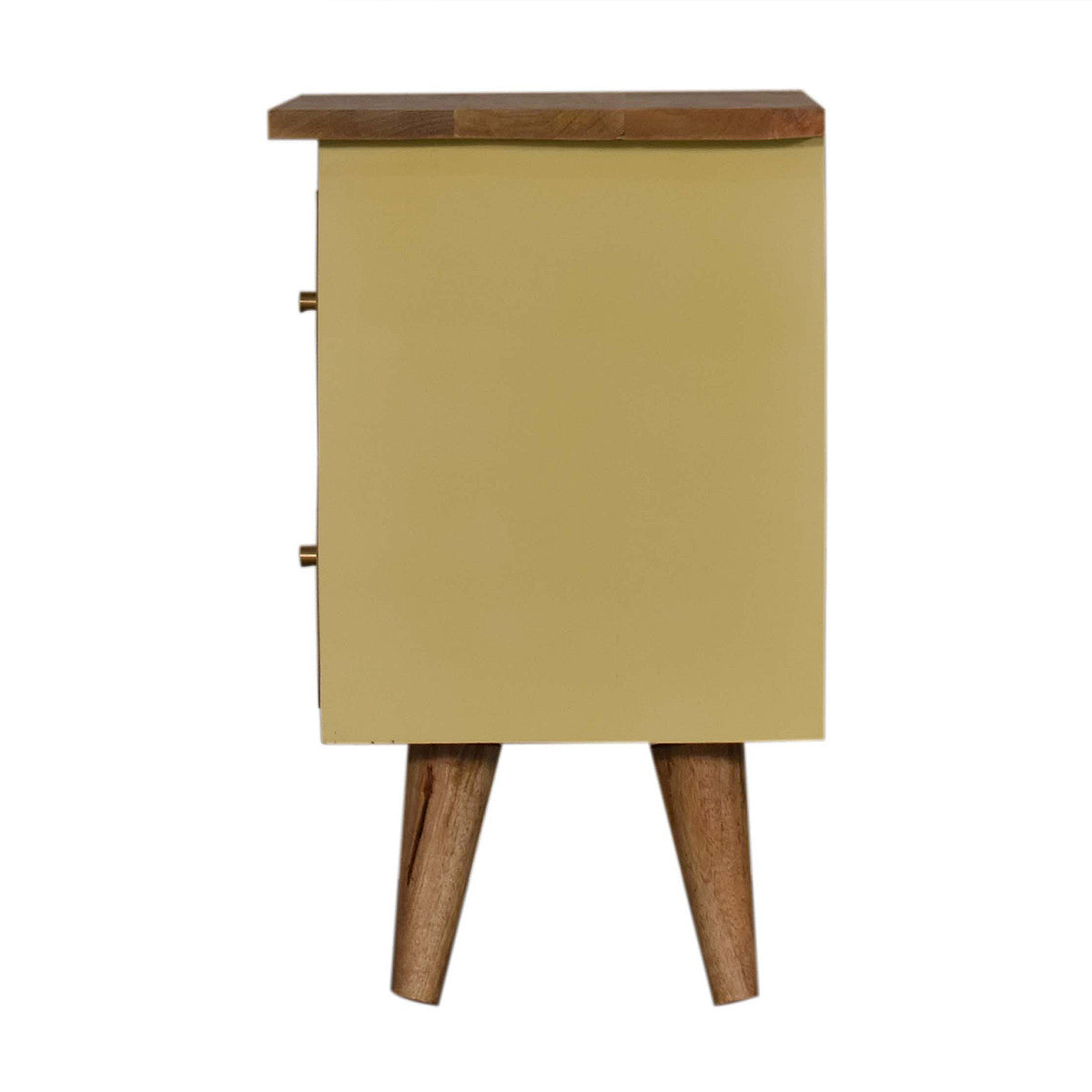 Yellow Hand Painted Artisan Bedside Table / Mango Wood