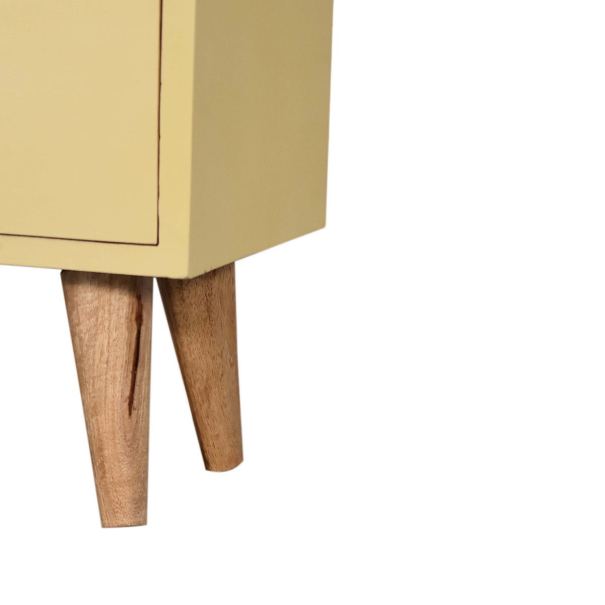Yellow Hand Painted Artisan Bedside Table / Mango Wood