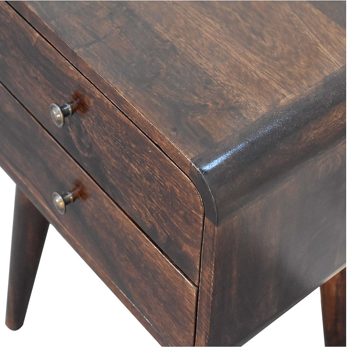 Curved Walnut Bedside Table / Mango Wood