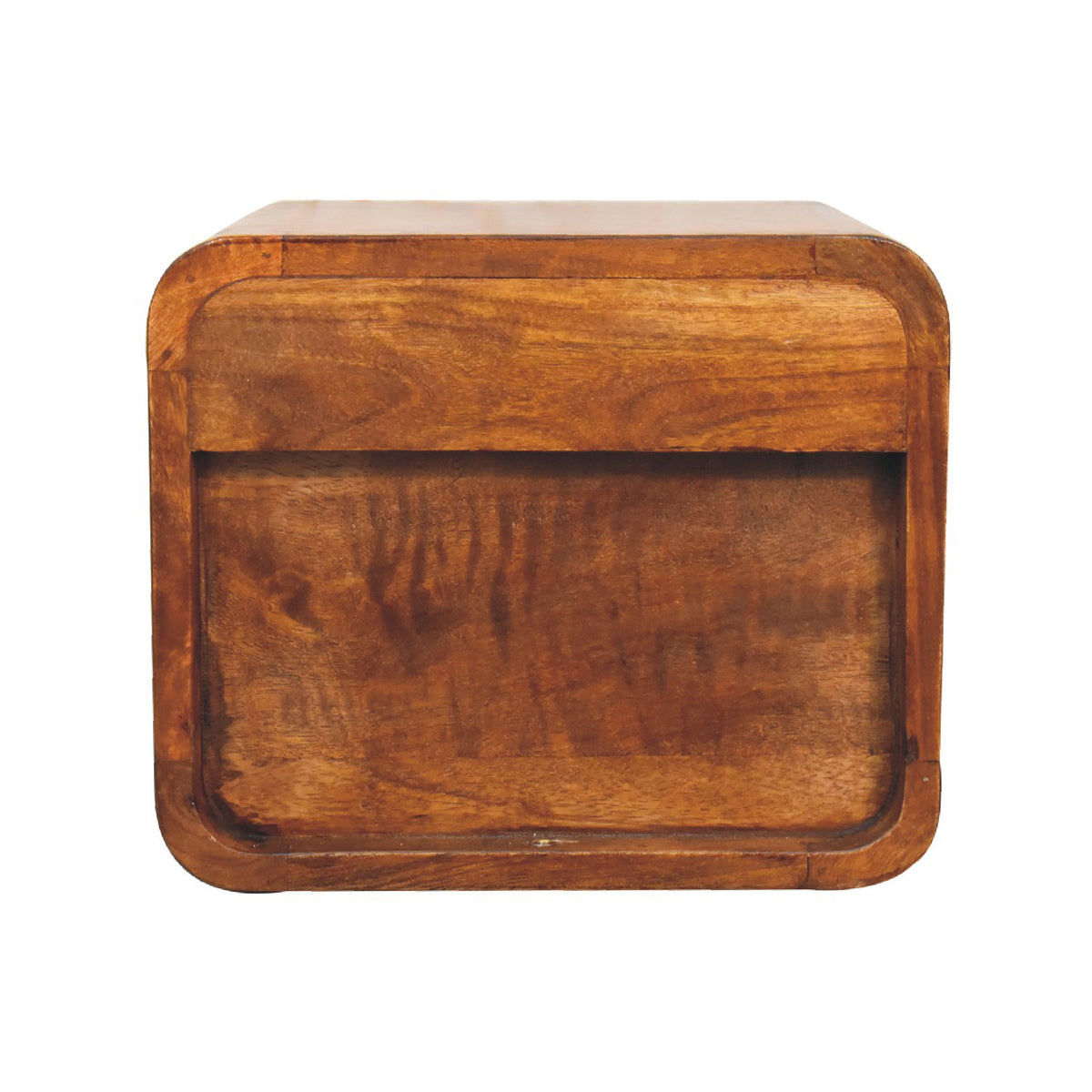 Mini Curve Floating Bedside Table - Chestnut Finish - 2 Drws