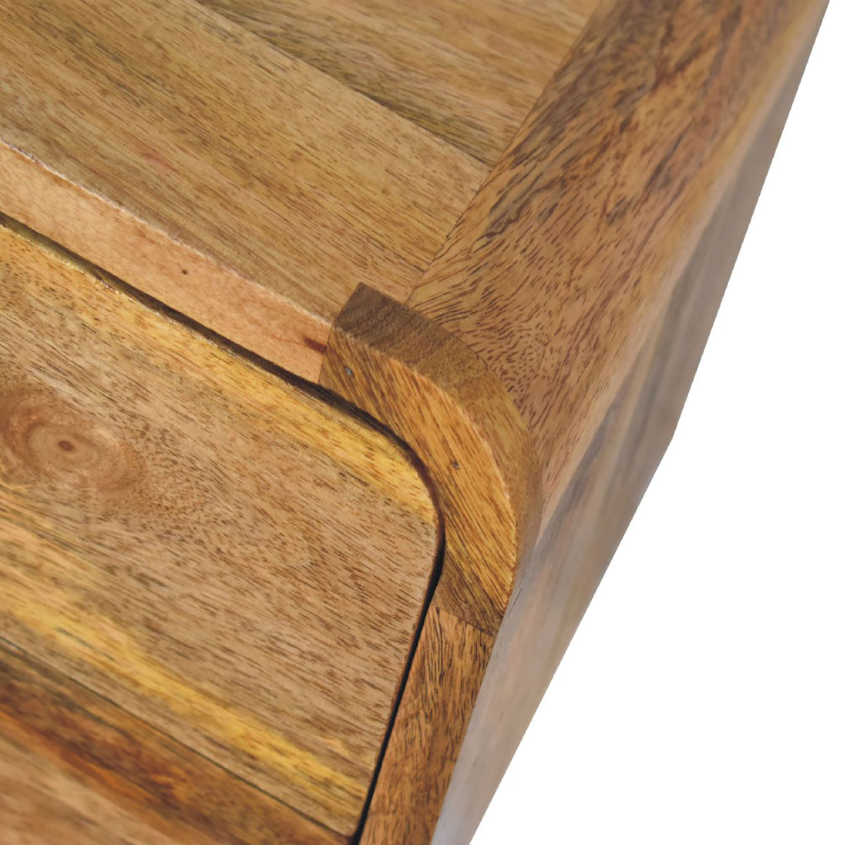 Mini Curve Floating Bedside Table - Oak ish Finish - 2 Drw