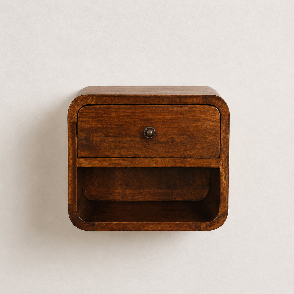 Mini Curve Chestnut Floating Bedside Table / Mango Wood