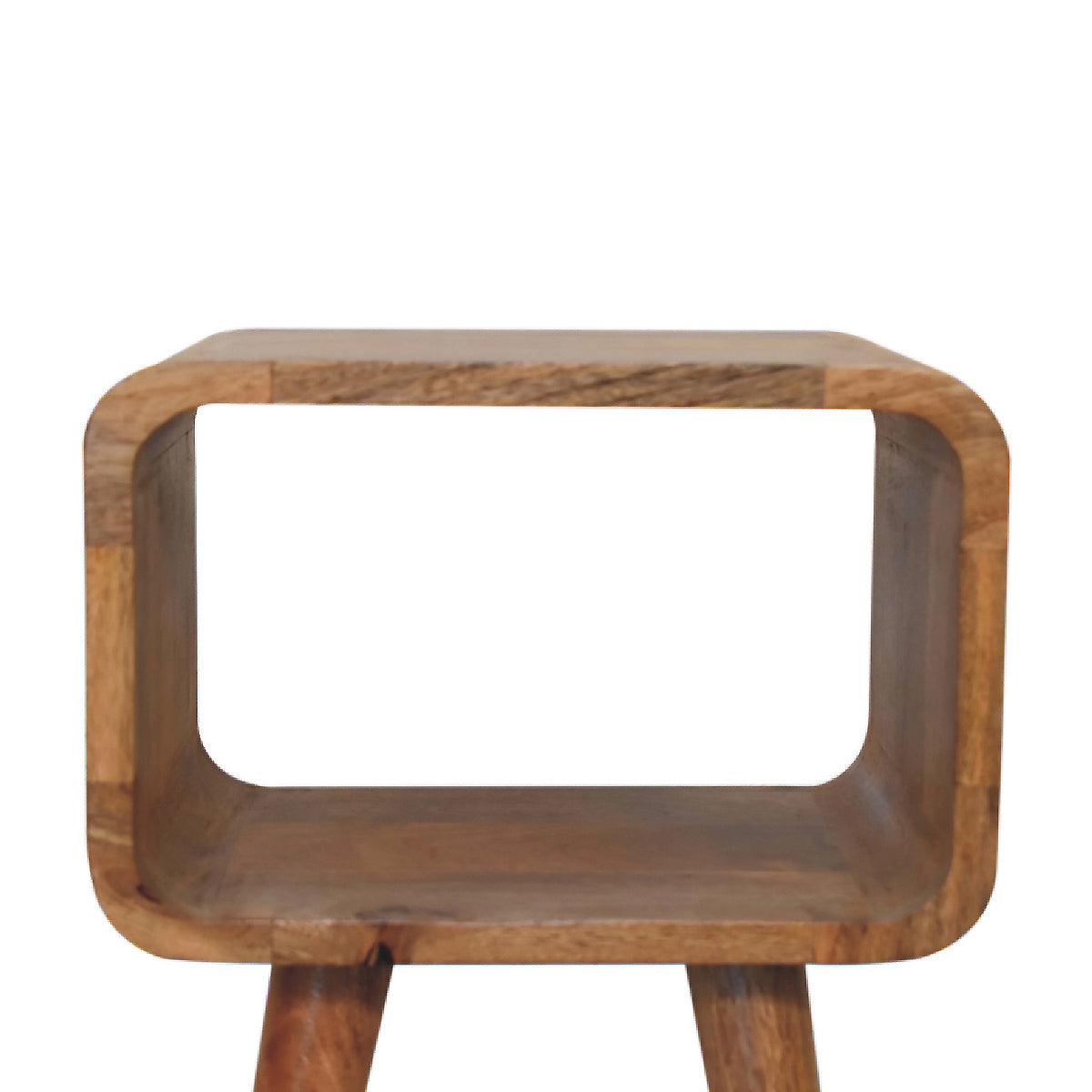 Mini Curved Open Bedside Table / Mango Wood