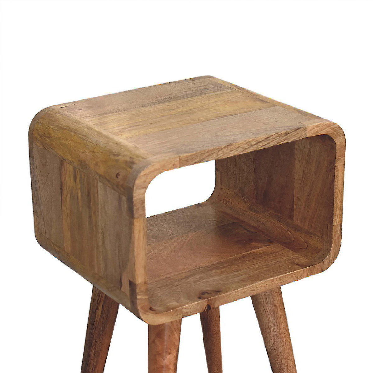 Mini Curved Open Bedside Table / Mango Wood