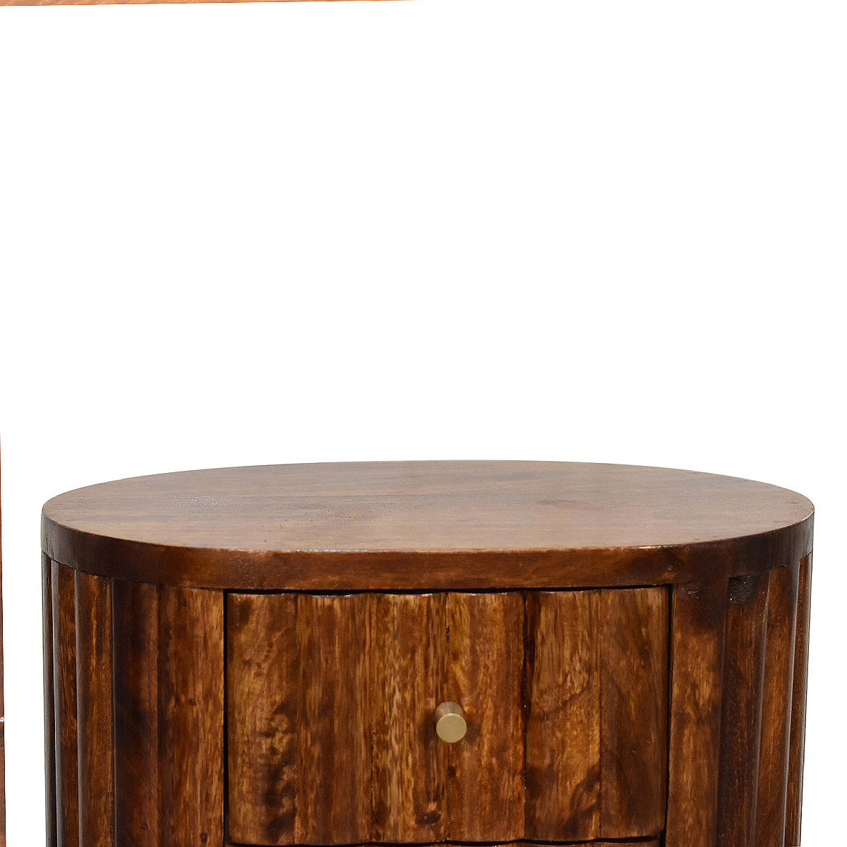 Mini Stripe Chestnut Bedside Table / Mango Wood