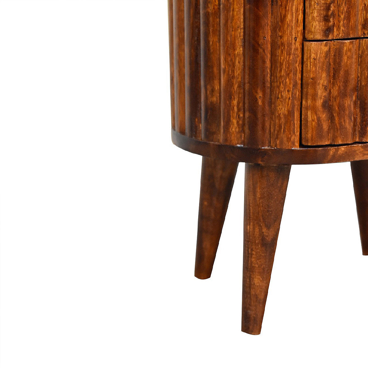 Mini Stripe Chestnut Bedside Table / Mango Wood