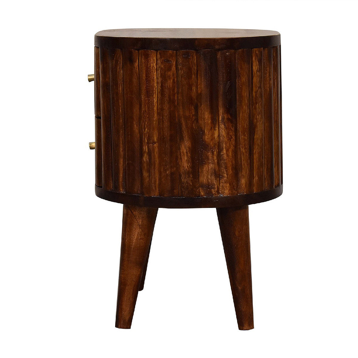 Mini Stripe Chestnut Bedside Table / Mango Wood