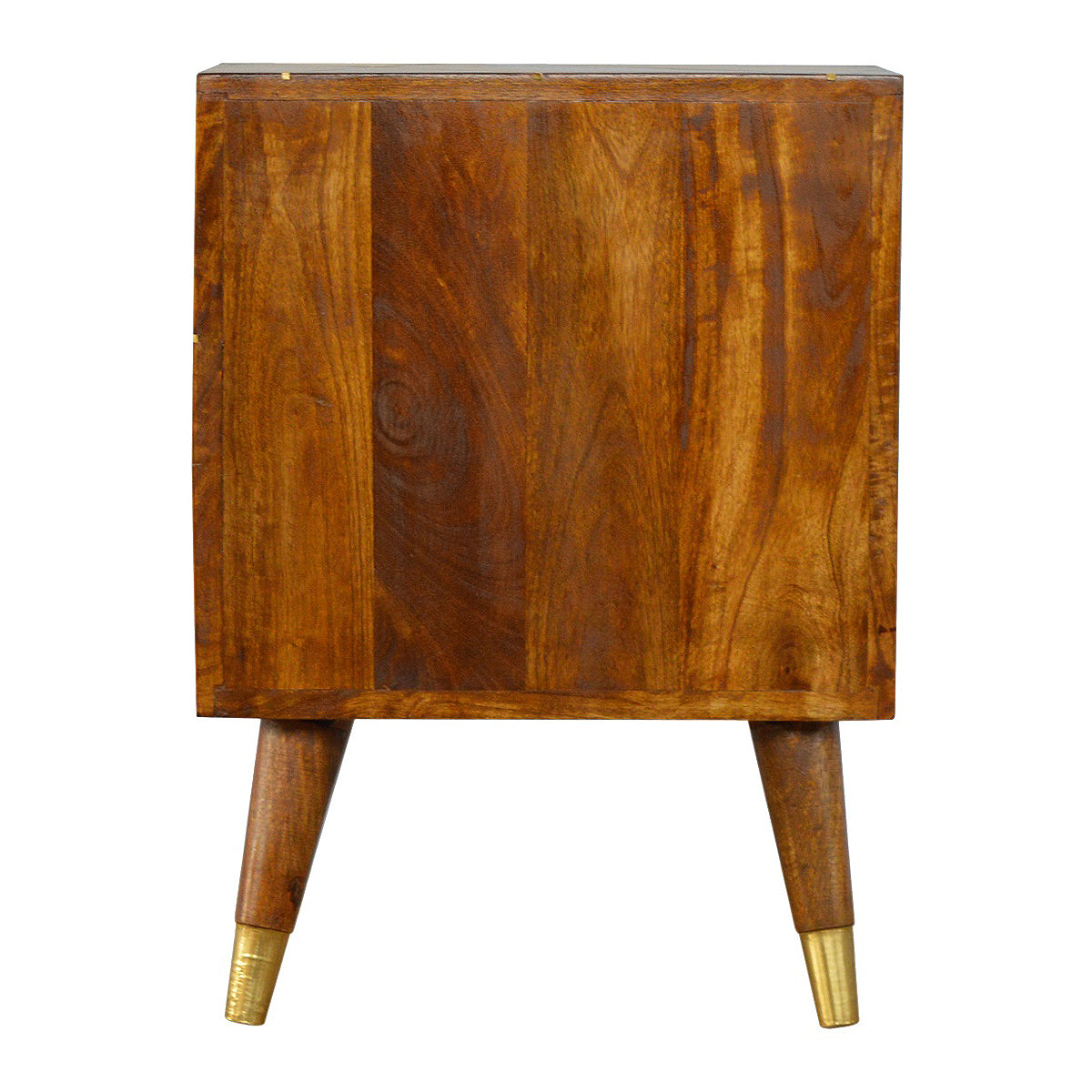 Gold Geometric Chestnut Bedside Table / Mango Wood