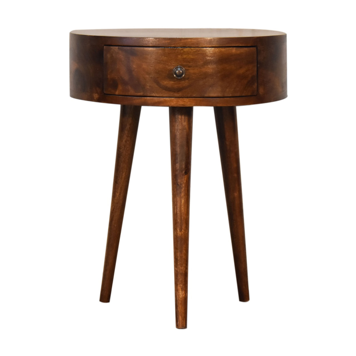 Chestnut Rounded Bedside Table Chestnut Semi Circular Bedside Table / 1 Drawer