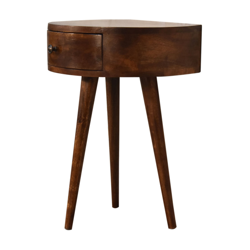Chestnut Semi Circular Bedside Table / 1 Drawer