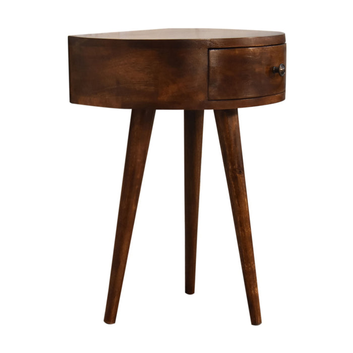 Chestnut Rounded Bedside Table Chestnut Semi Circular Bedside Table / 1 Drawer