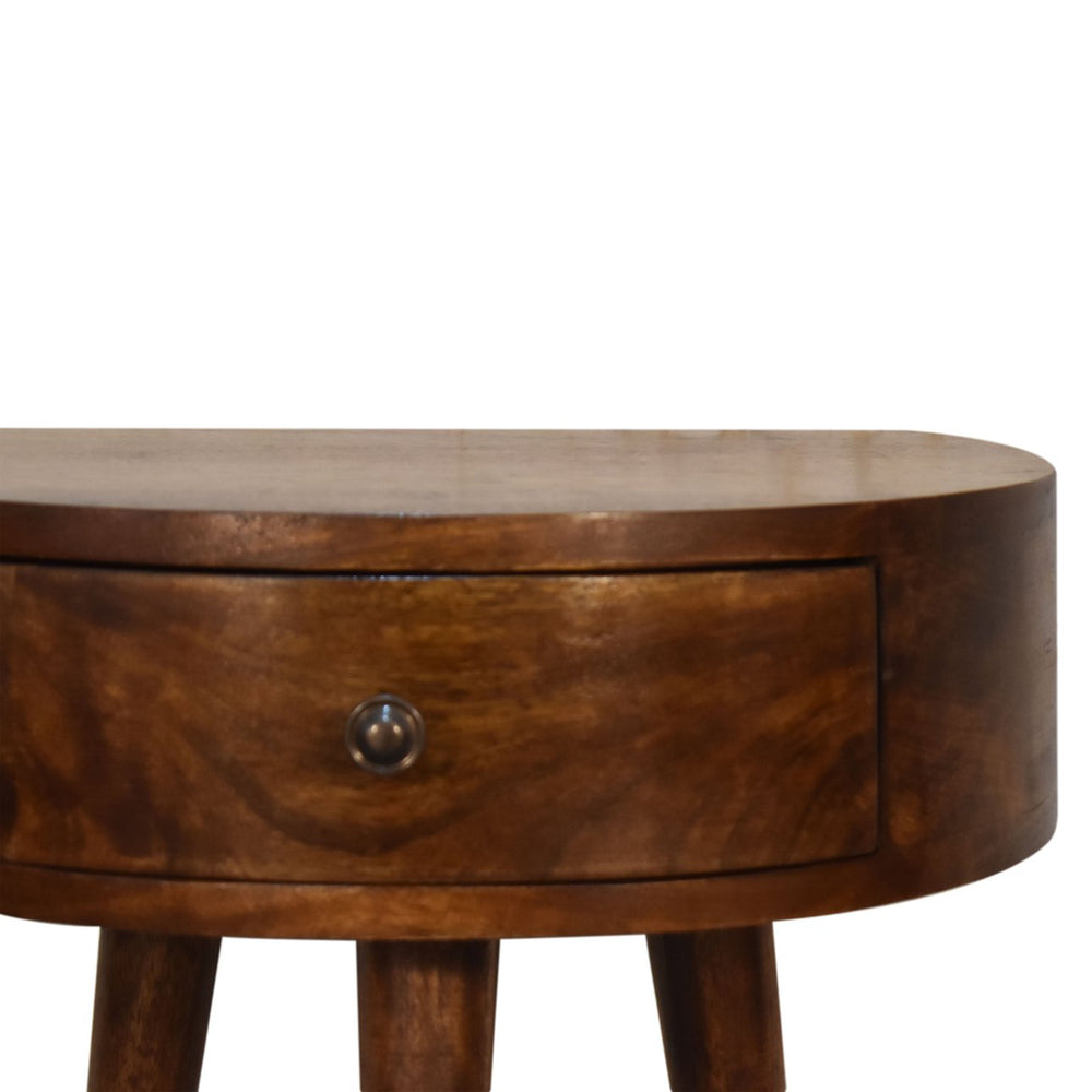 Chestnut Semi Circular Bedside Table / 1 Drawer