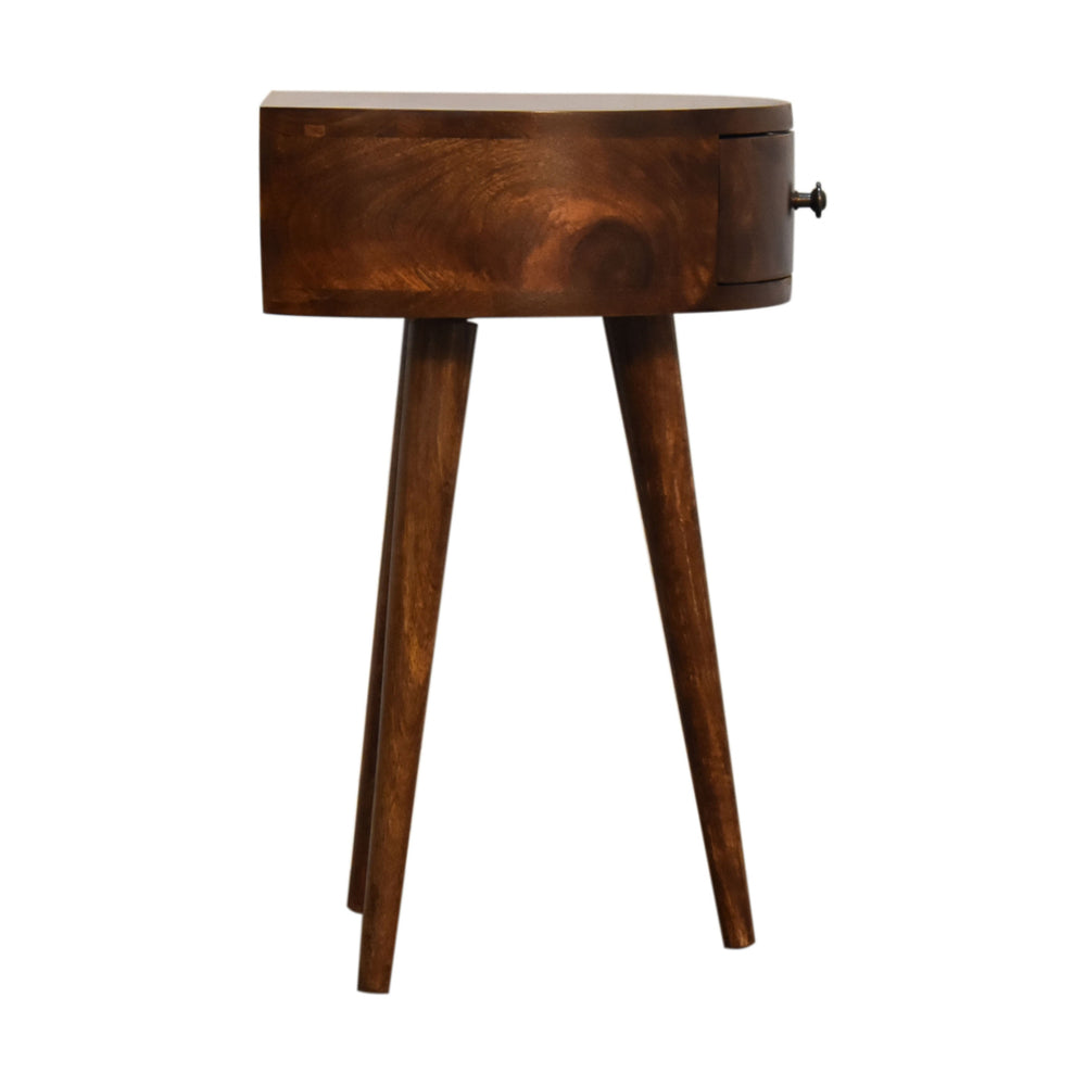 Chestnut Semi Circular Bedside Table / 1 Drawer
