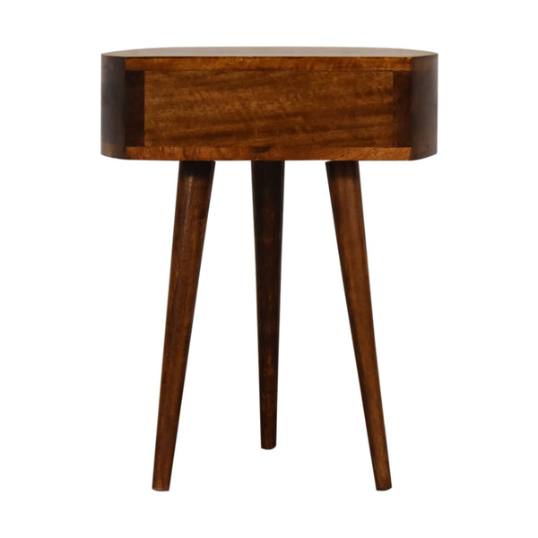 Chestnut Semi Circular Bedside Table / 1 Drawer