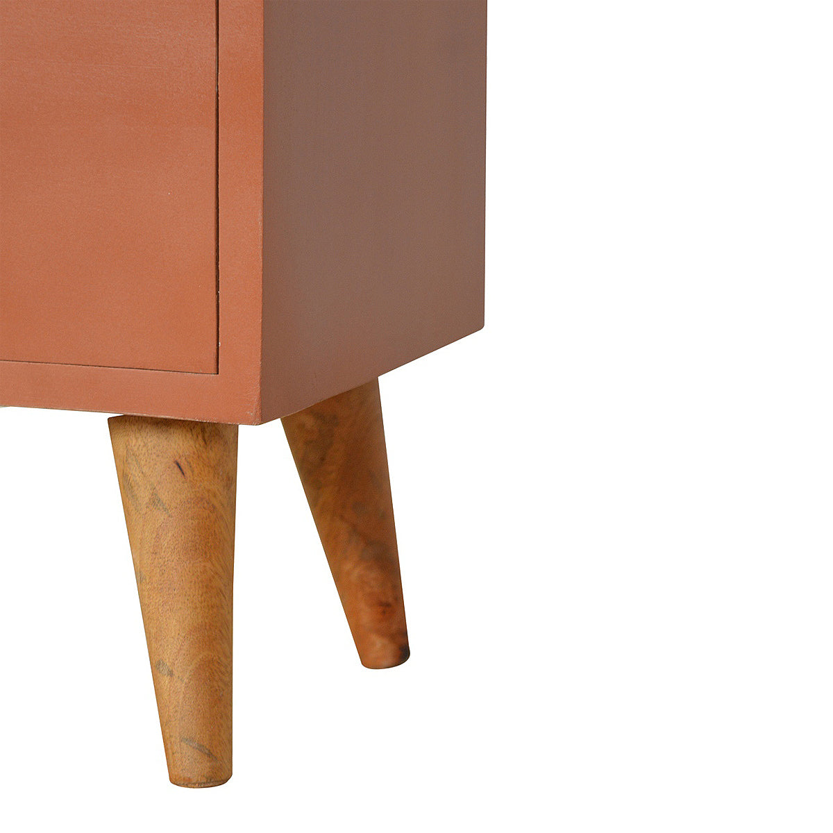 Brick Red Hand Painted Artisan Bedside Table / Mango Wood
