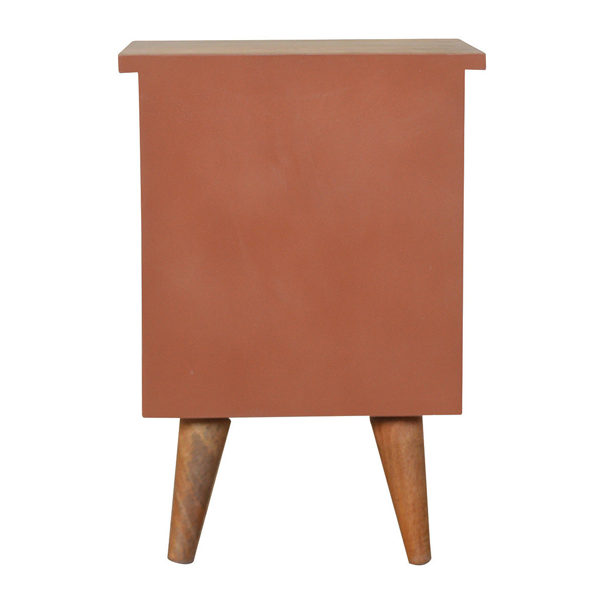 Brick Red Hand Painted Artisan Bedside Table / Mango Wood