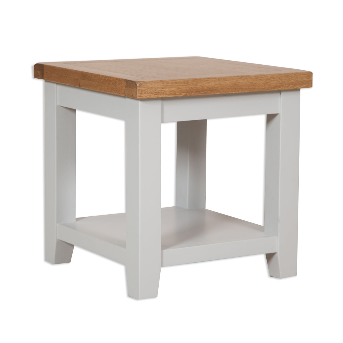 Cornish Stone Grey Square Lamp Table with Oak Top