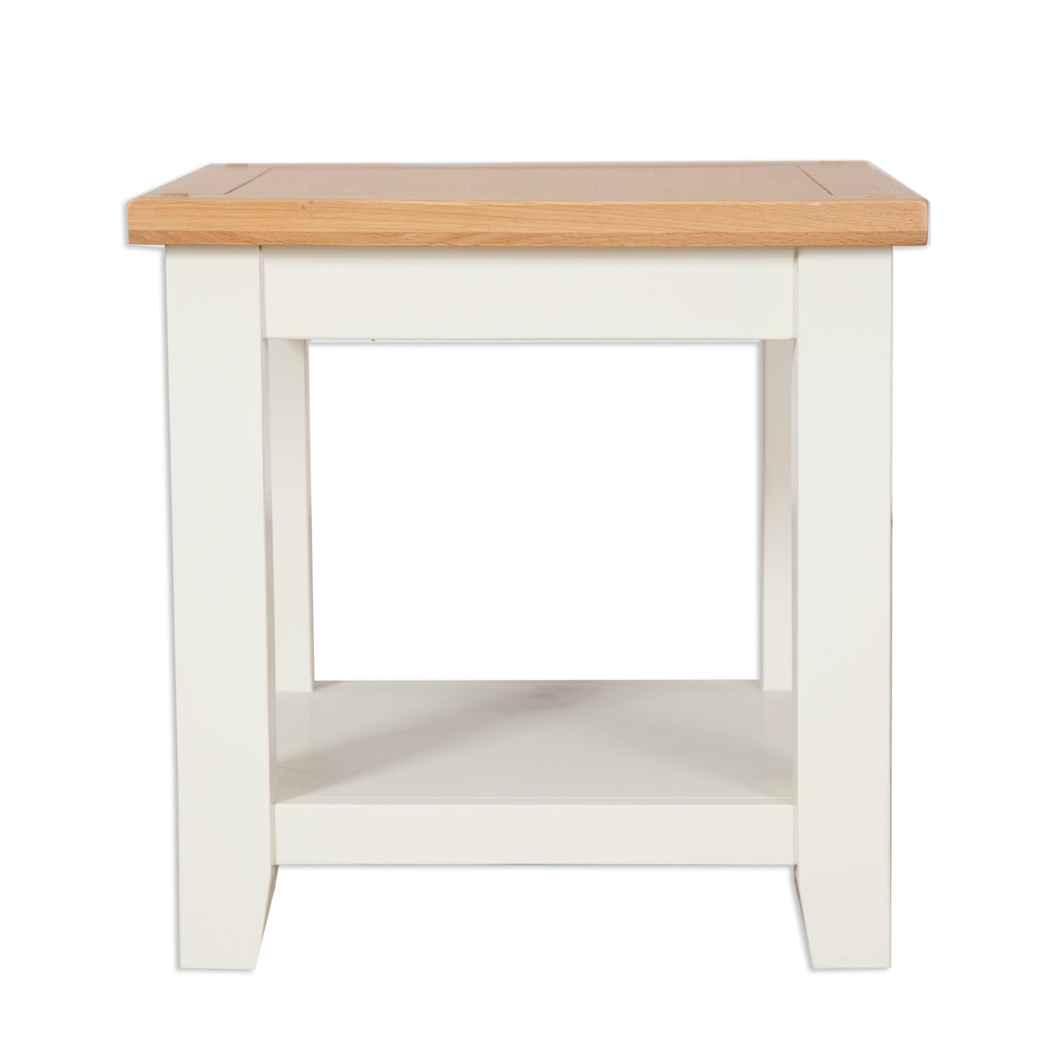 Cornish Ivory Painted Square Lamp Table with Oak Top