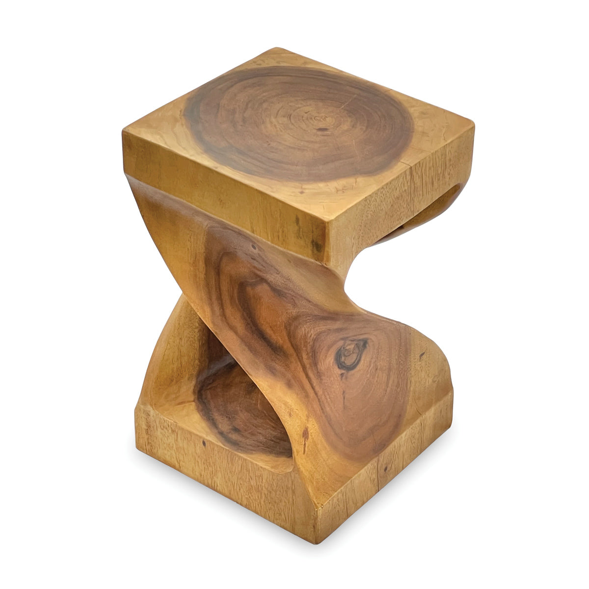 Small Twist Lamp Table - Solid Suar Wood