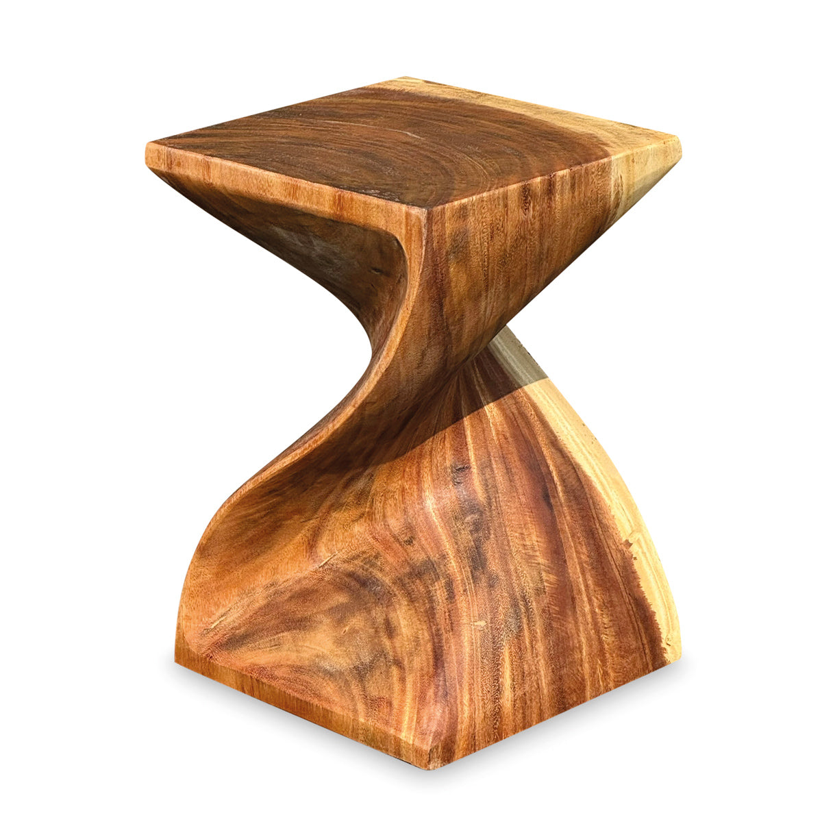 Small Solid Twist Lamp Table - Solid Suar Wood