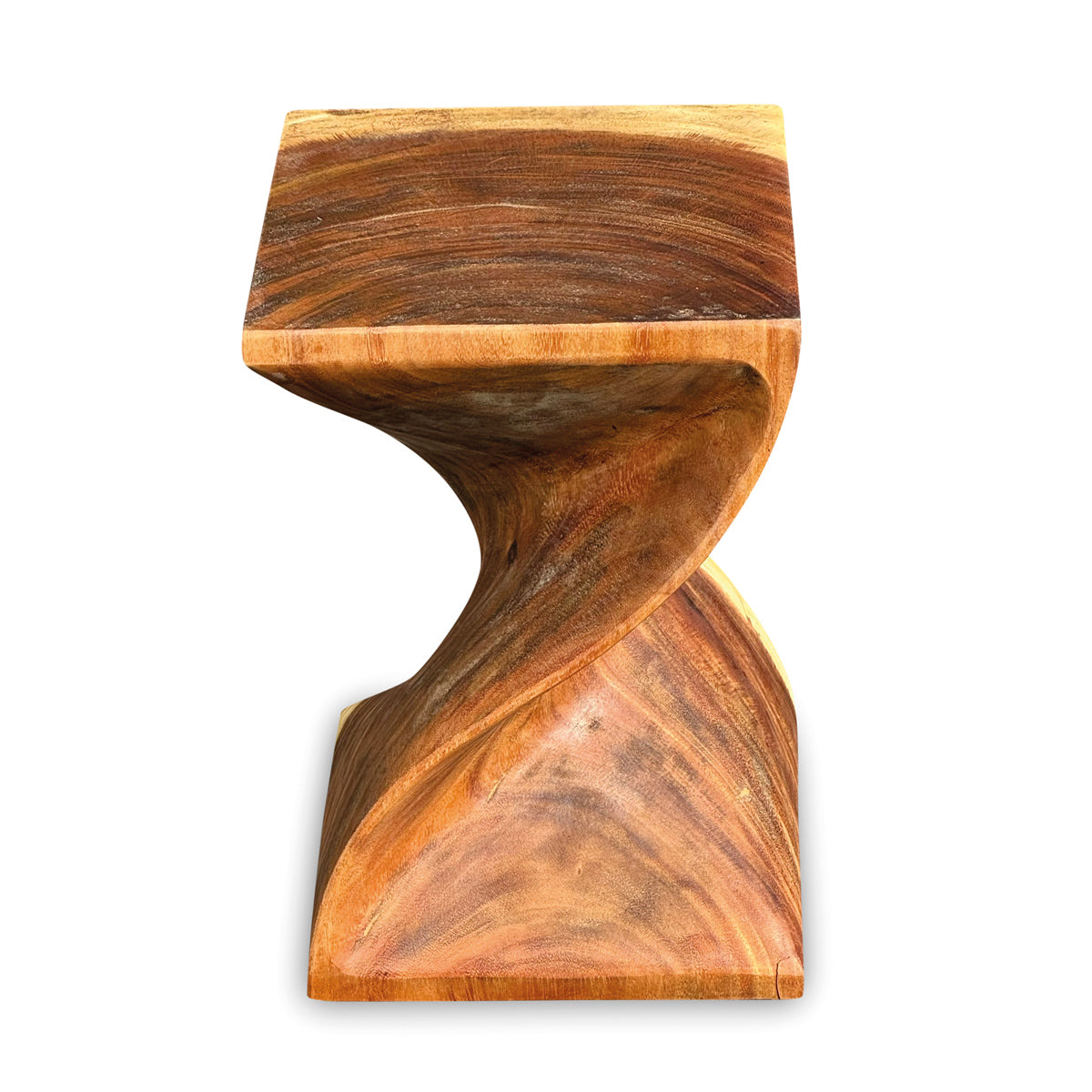 Small Solid Twist Lamp Table - Solid Suar Wood