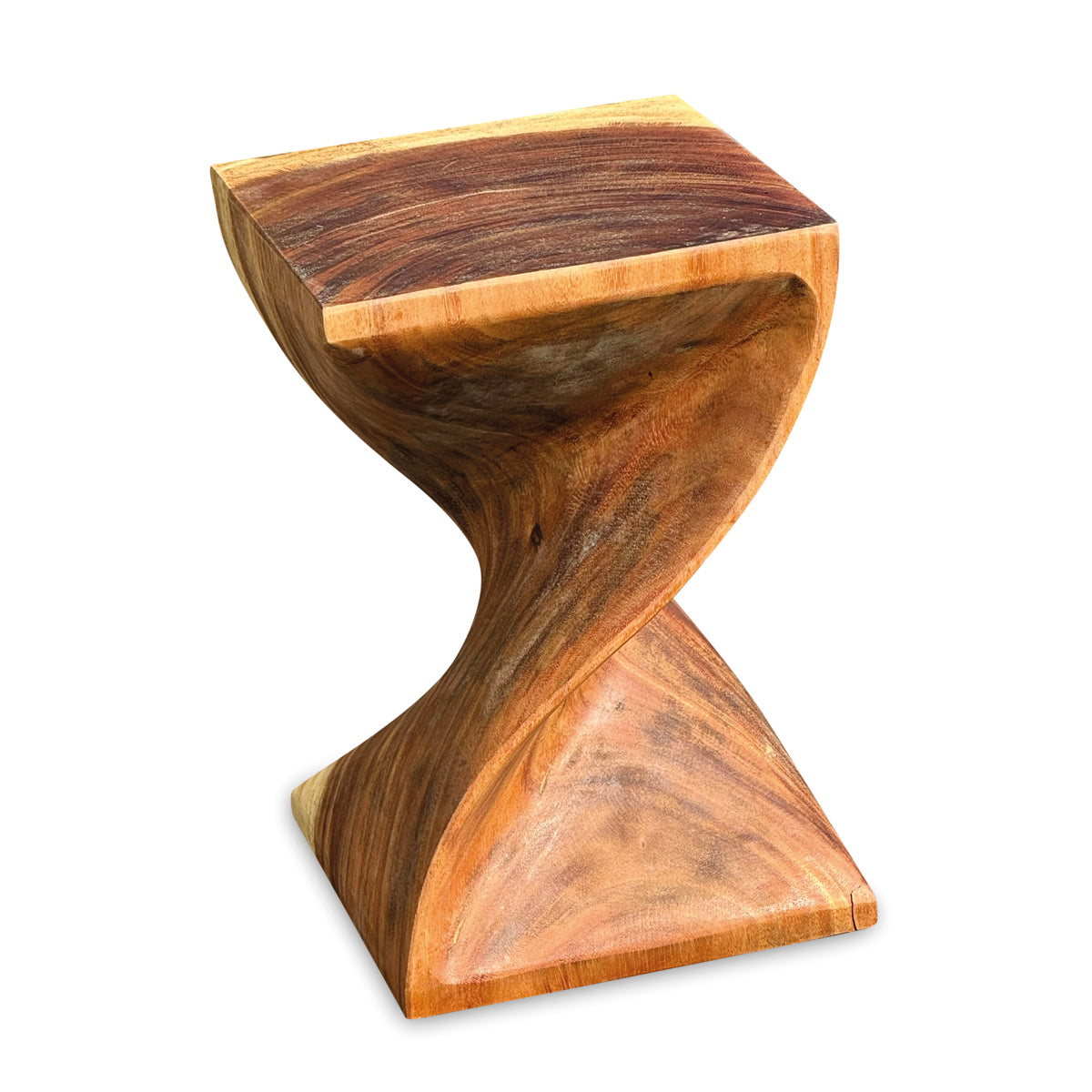 Small Solid Twist Lamp Table - Solid Suar Wood